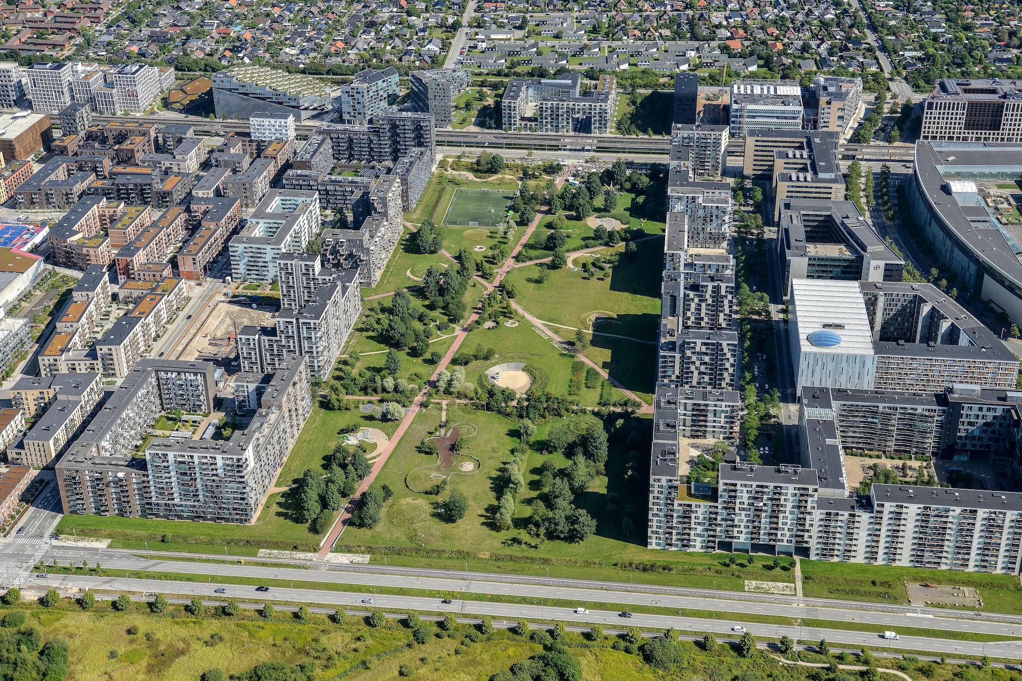 Luftfoto af Byparken i 2021.