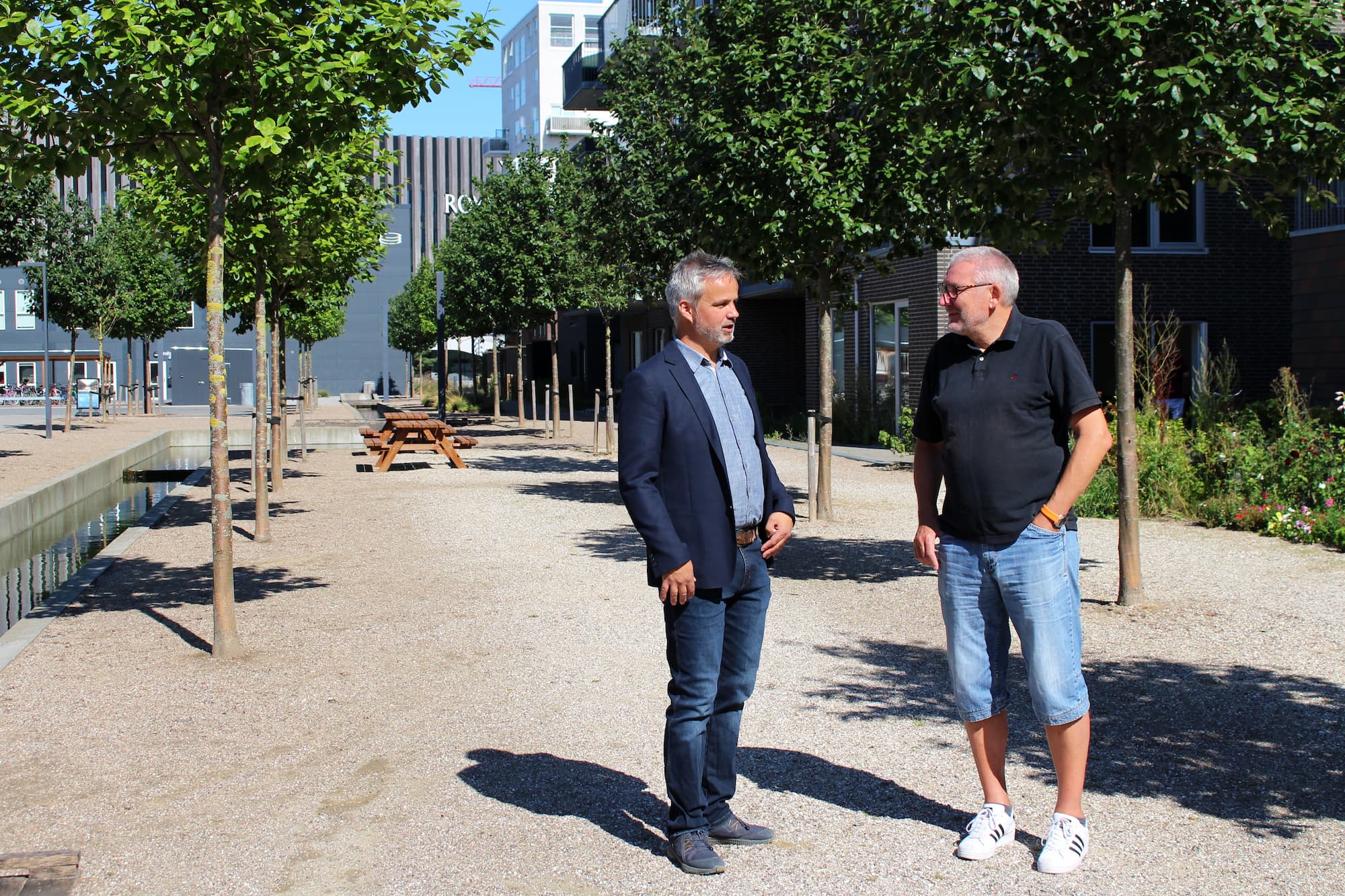 Bestyrelsesformand Ola Hvamstad og bestyrelsesmedlem Torben Simonsen bor begge to i Arenakvarteret. Begge glæder sig til den nye lommepark.