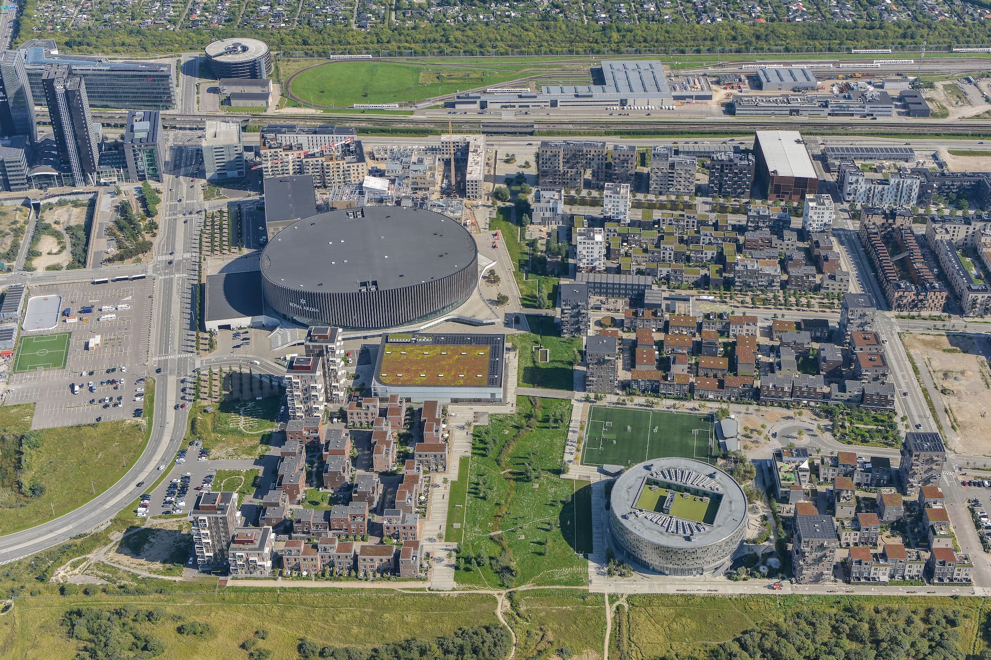 Luftfoto af Ørestad Arenakvarter i 2023. Foto: By & Havn