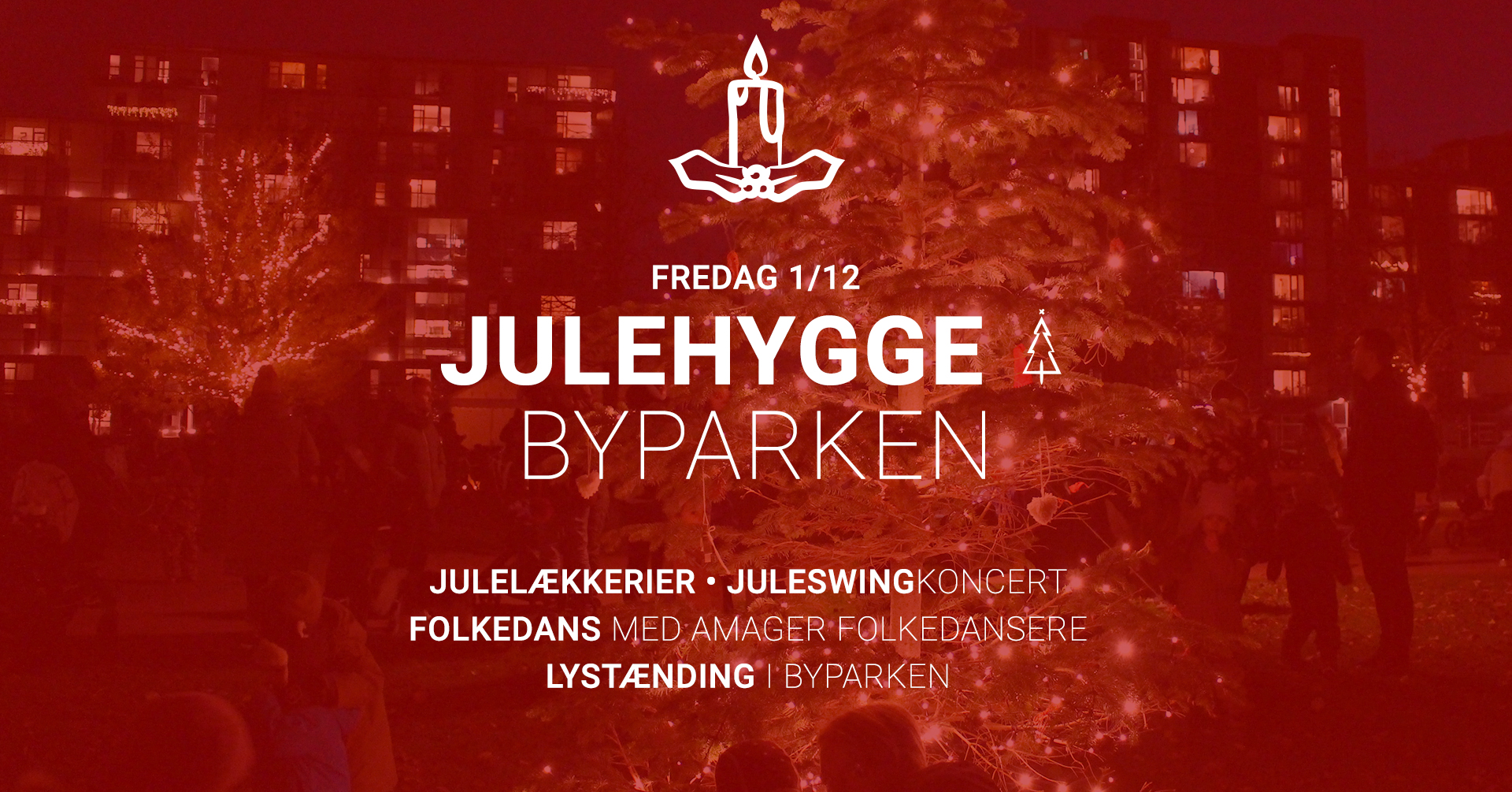 Program for julefest i Ørestad City den 1. december 2023.