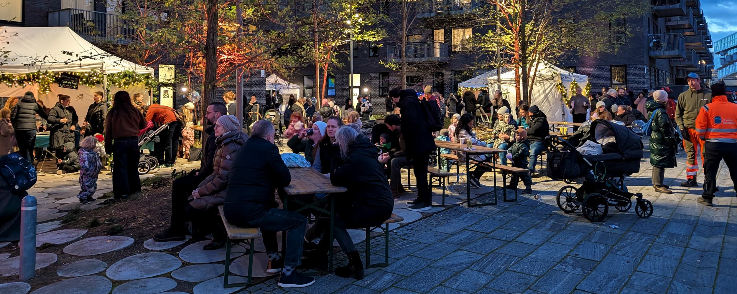 Julehygge i Ørestad Syd og Arenakvarteret. Arrangementet fandt sted ved Vadestedet på Robert Jacobsens Vej.