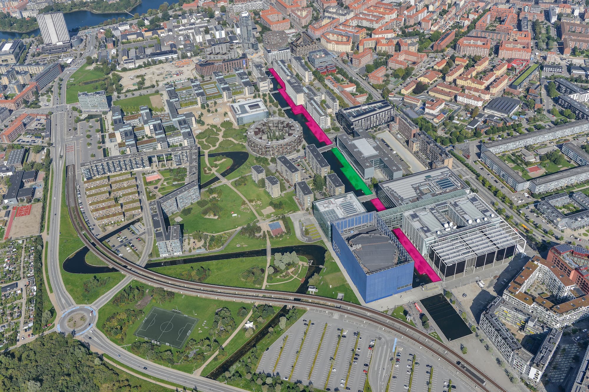 Kort over Emil Holms Kanal, der viser de arealer, der skal forvandles.