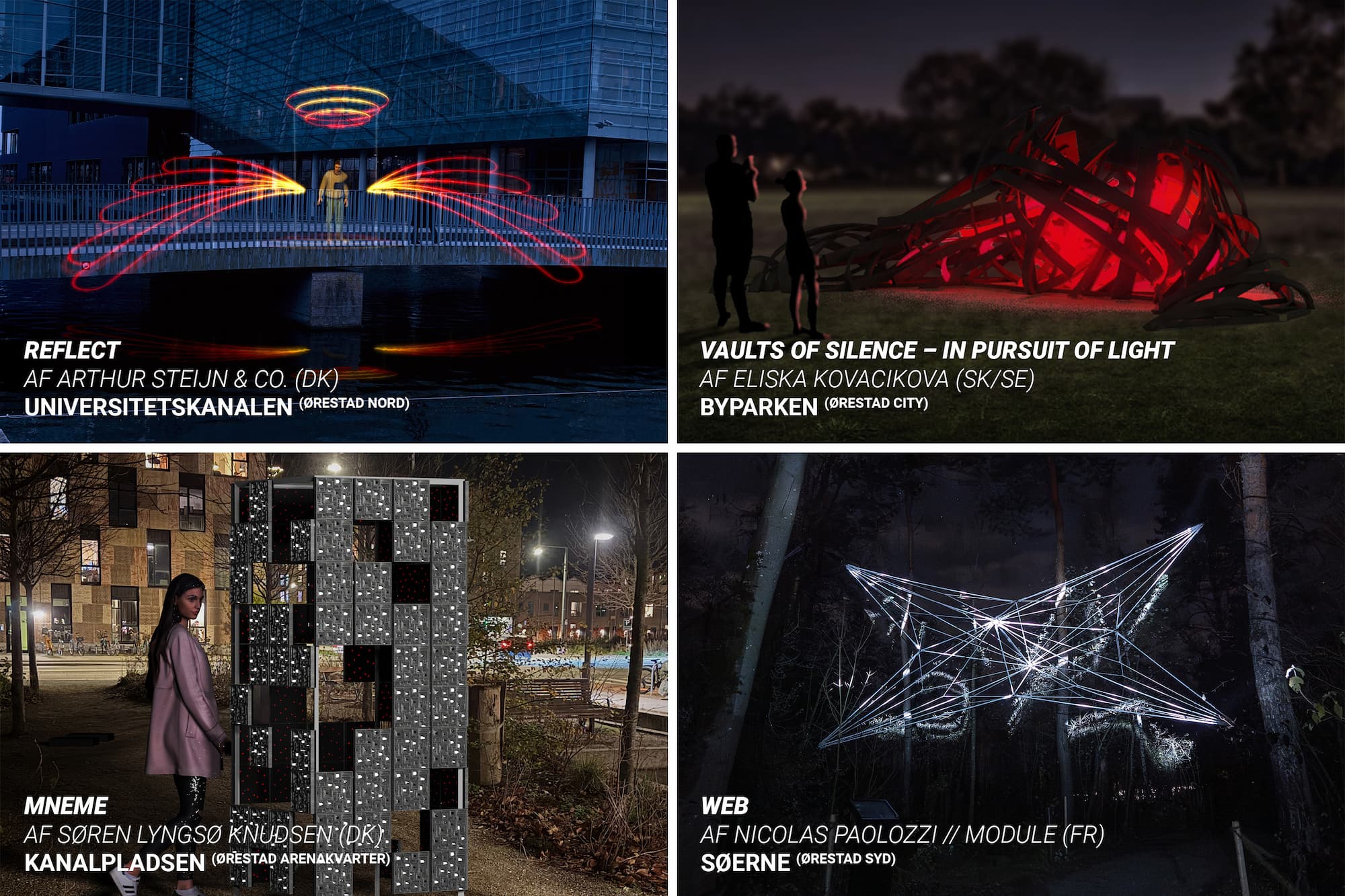 Her er de fire værker, du kan opleve i Ørestad under Copenhagen Light Festival i 2026.