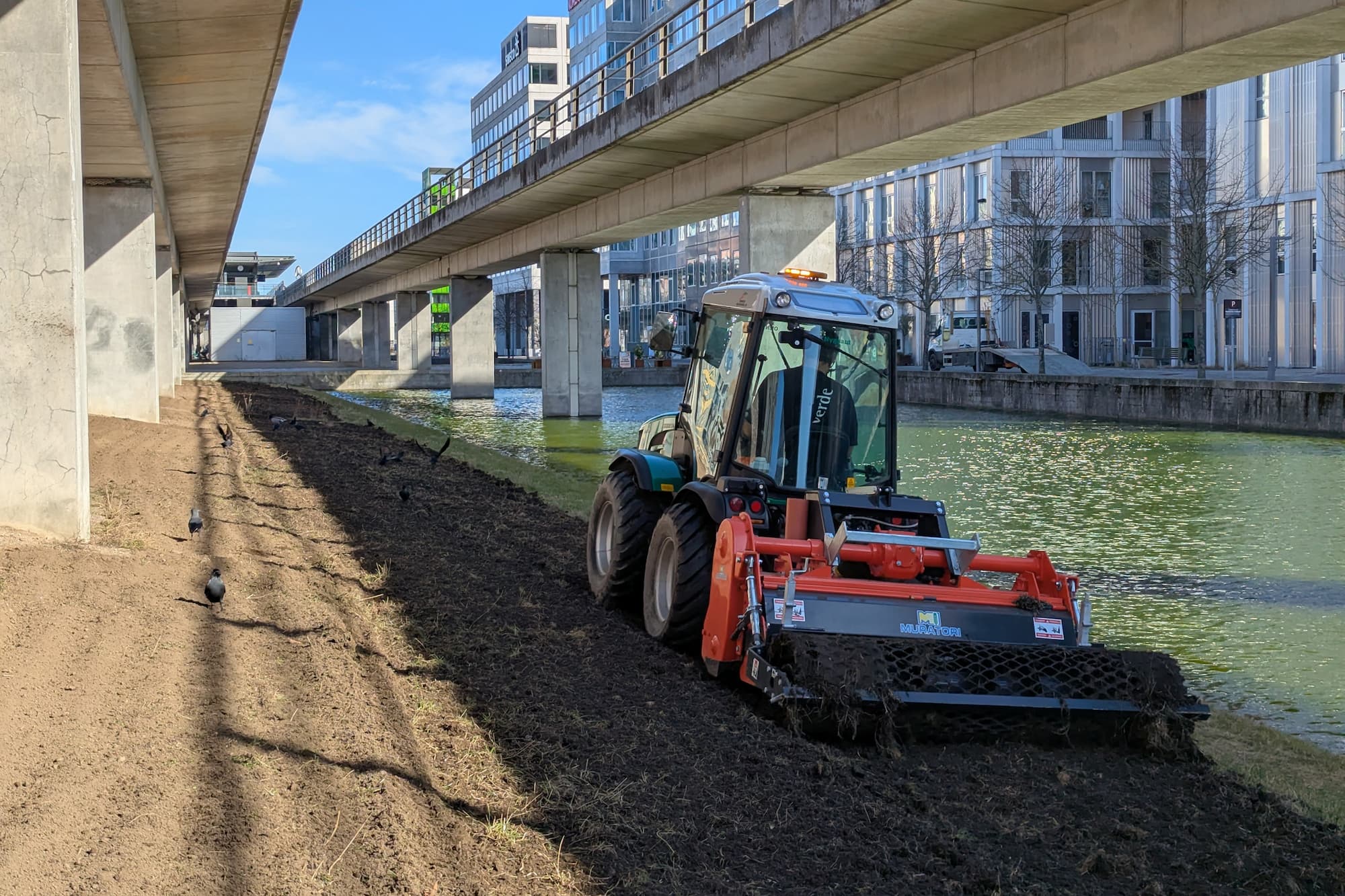Først bliver jorden gjort klar, hvorefter der kan blive udsået blomster.